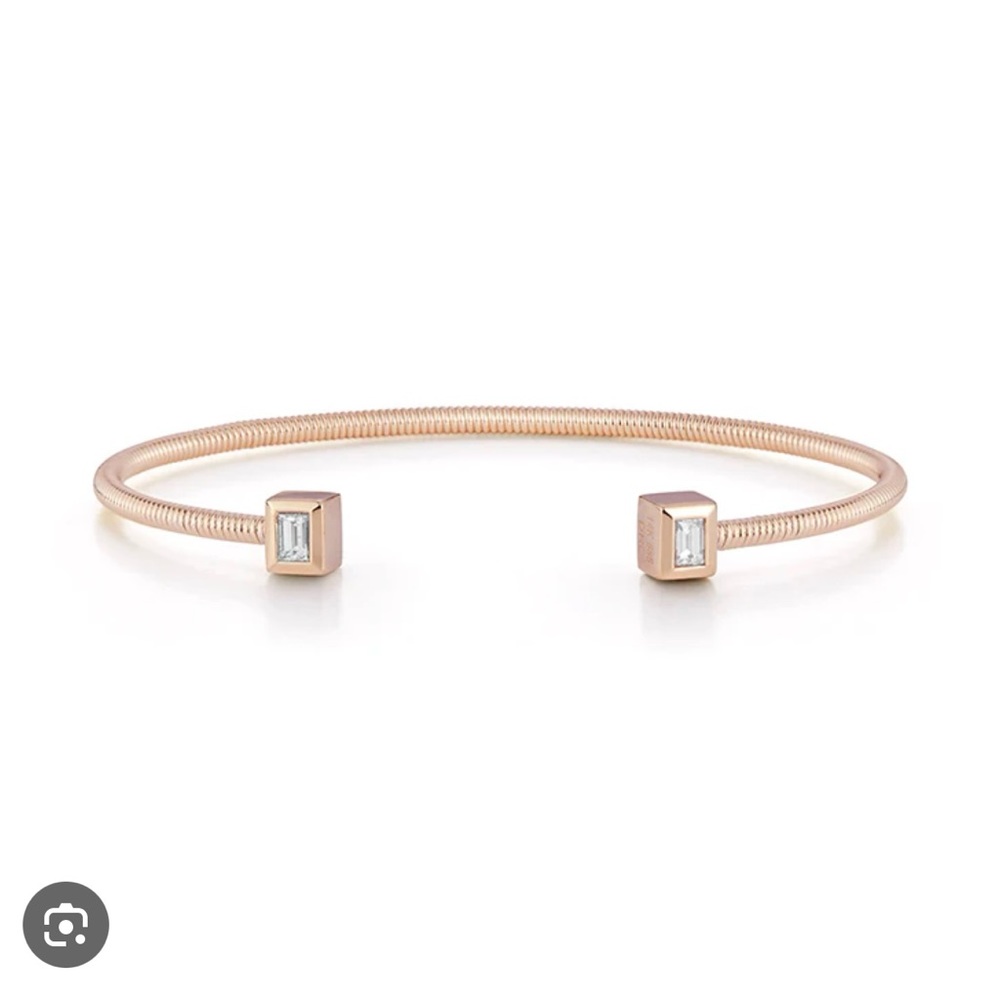 Dana Rebecca Designs Sadie Pearl Diamond Baguette Flexi Cuff, 14K Rose Gold